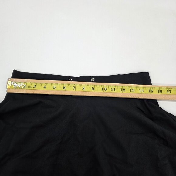 Black Flared Mini Skater Skirt 8/10 Grommet Waist Stretchy Y2K Gothcore Preppy - Picture 11 of 13